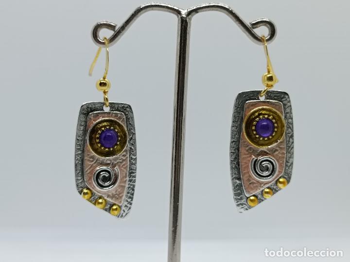 Joyeria: Preciosos pendientes de elegante dise&ntilde;o en plata y oro. - Foto 1