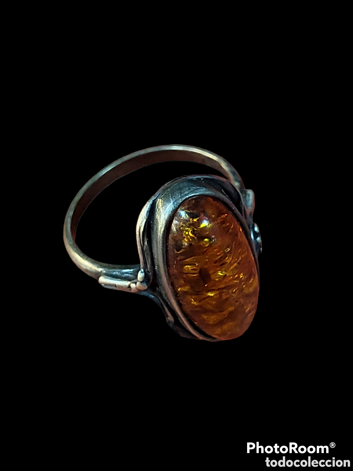 Joyeria: ANTIGUO ANILLO PLATA Y &Aacute;MBAR - Foto 3