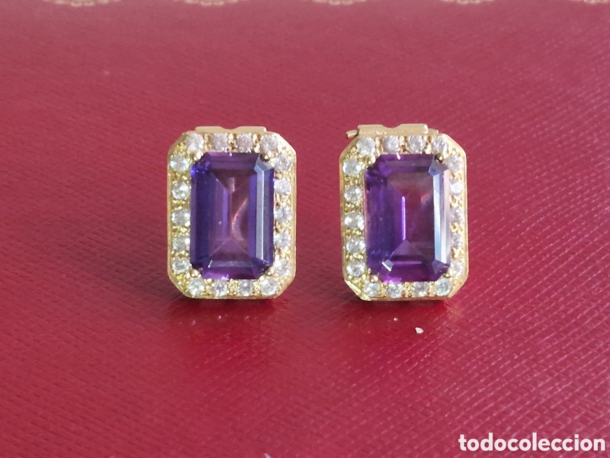 Joyeria: PENDIENTES ORO 18K Y AMATISTAS - Foto 2