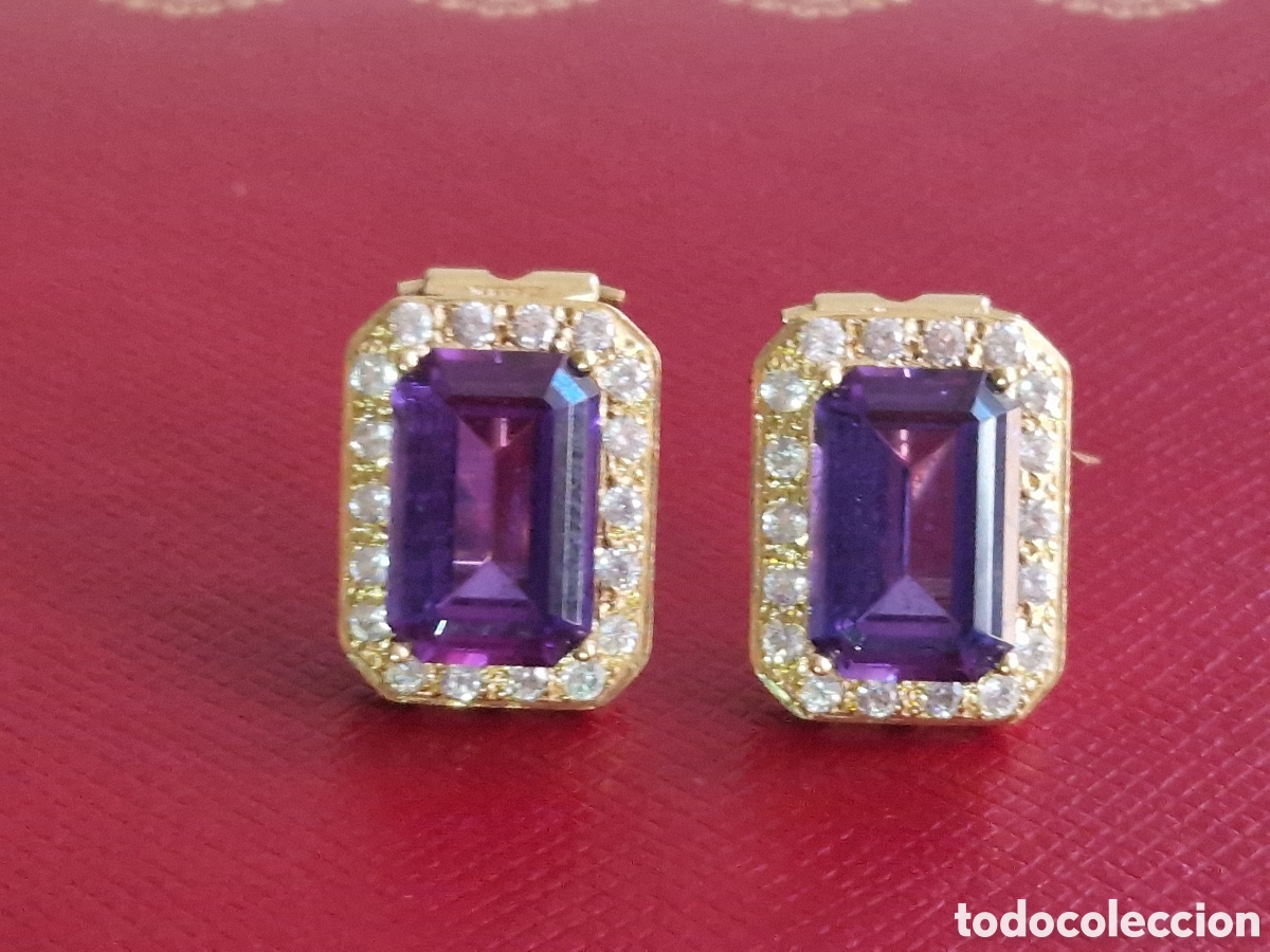 Joyeria: PENDIENTES ORO 18K Y AMATISTAS - Foto 4
