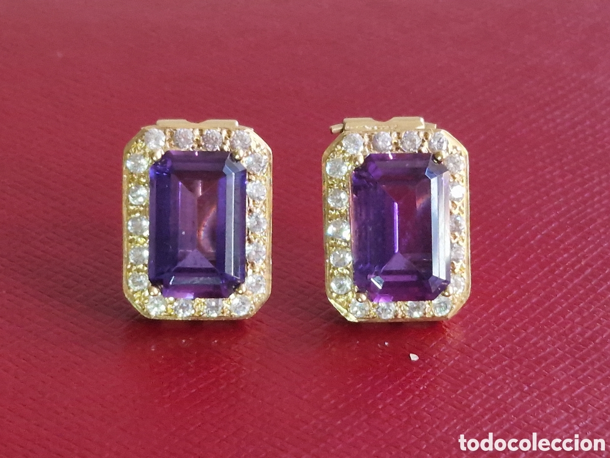 Joyeria: PENDIENTES ORO 18K Y AMATISTAS - Foto 1