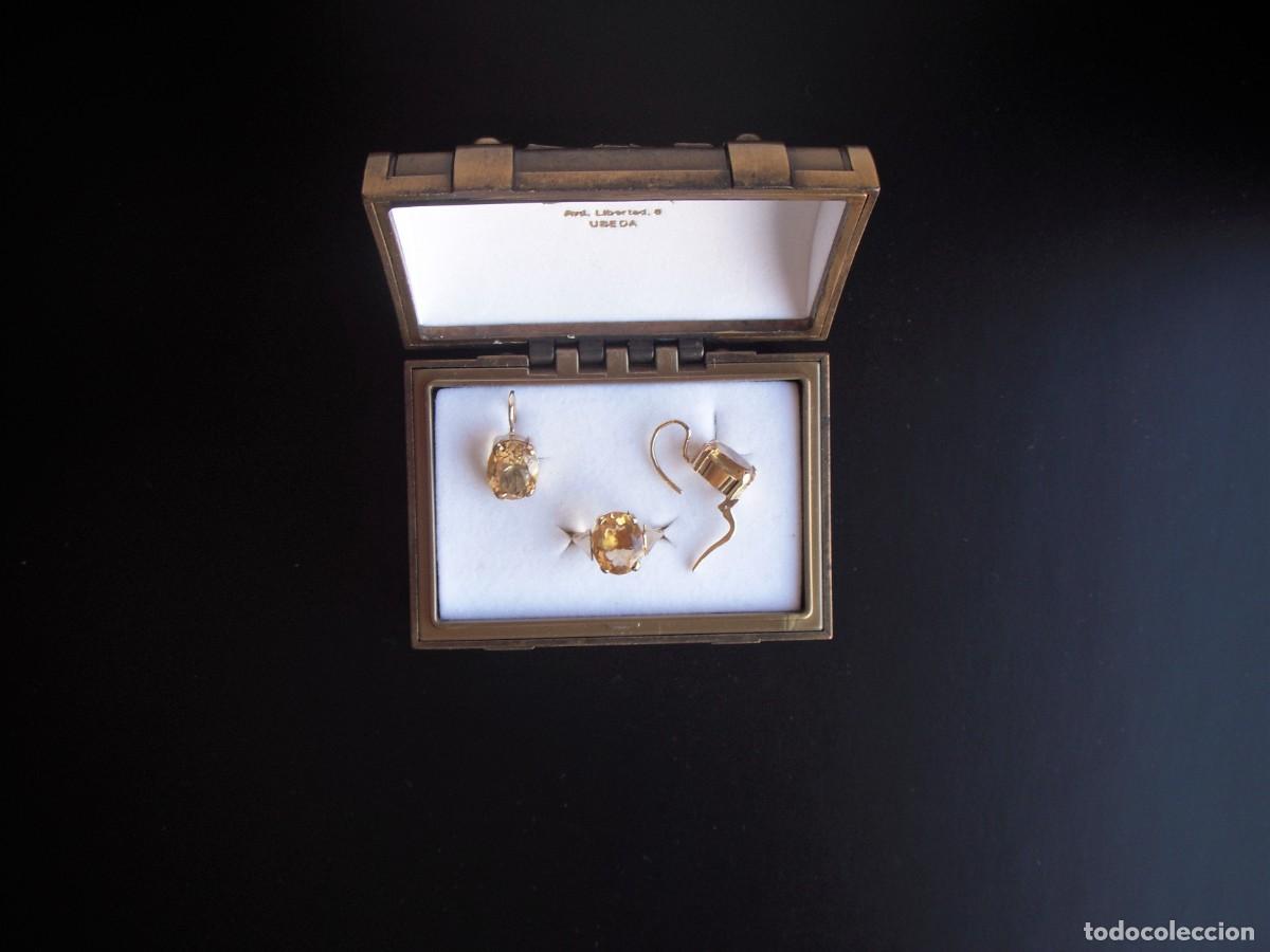 Joyeria: PENDIENTES Y ANILLO DE ORO Y TOPACIOS - Foto 2