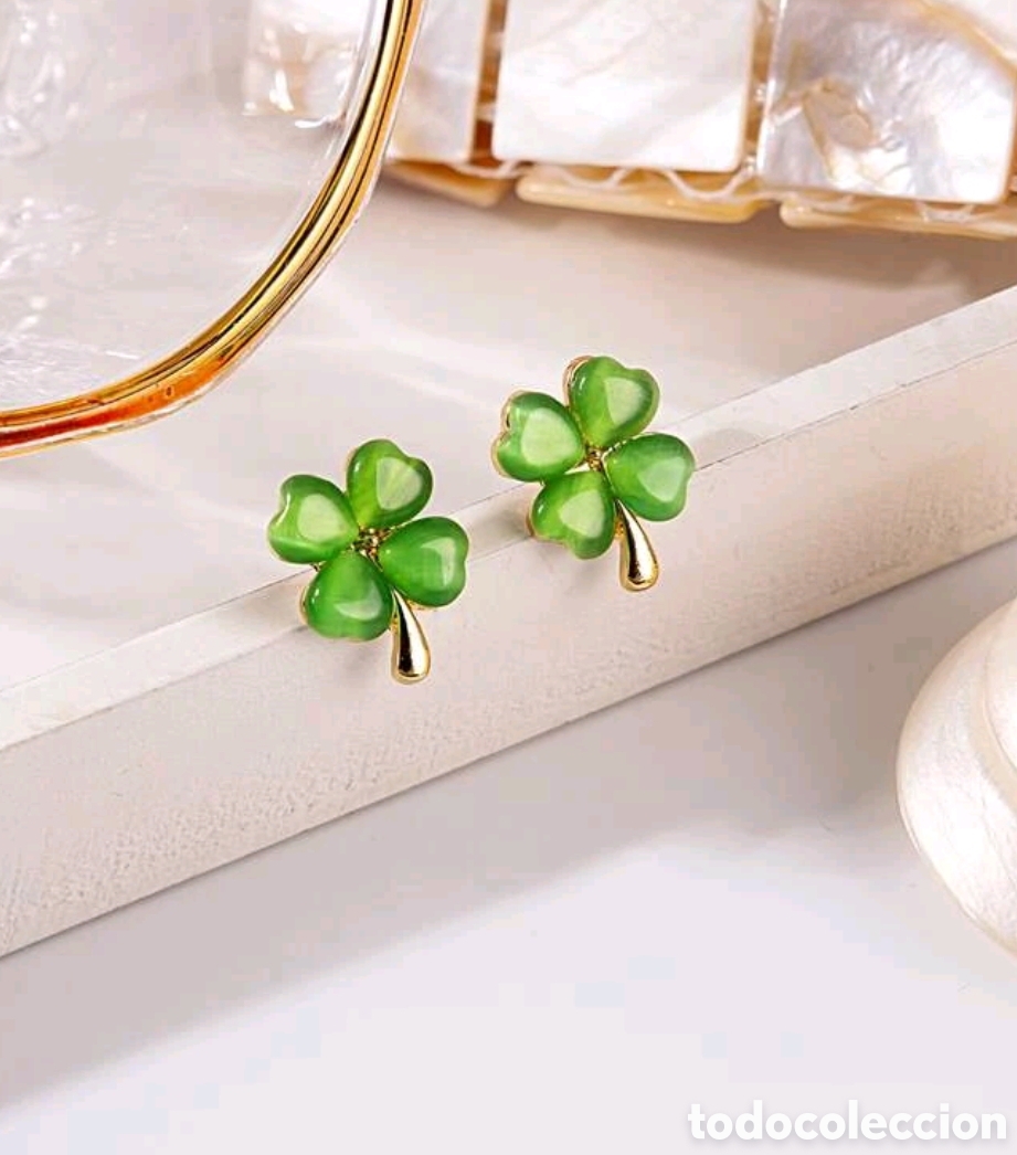 Joyeria: Pendientes bot&oacute;n dise&ntilde;o de Trebol ~&rdquo;Suerte&rdquo; - Foto 3
