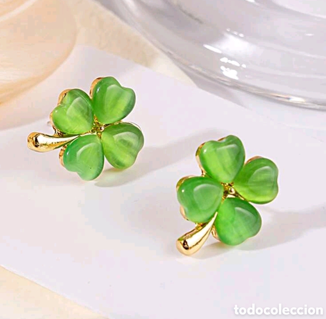 Joyeria: Pendientes bot&oacute;n dise&ntilde;o de Trebol ~&rdquo;Suerte&rdquo; - Foto 1