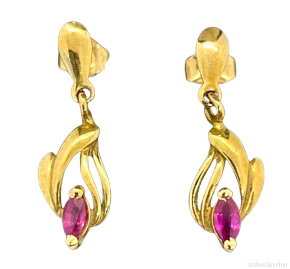 Joyeria: Pendientes oro 18 kt con rub&iacute;es - Foto 1