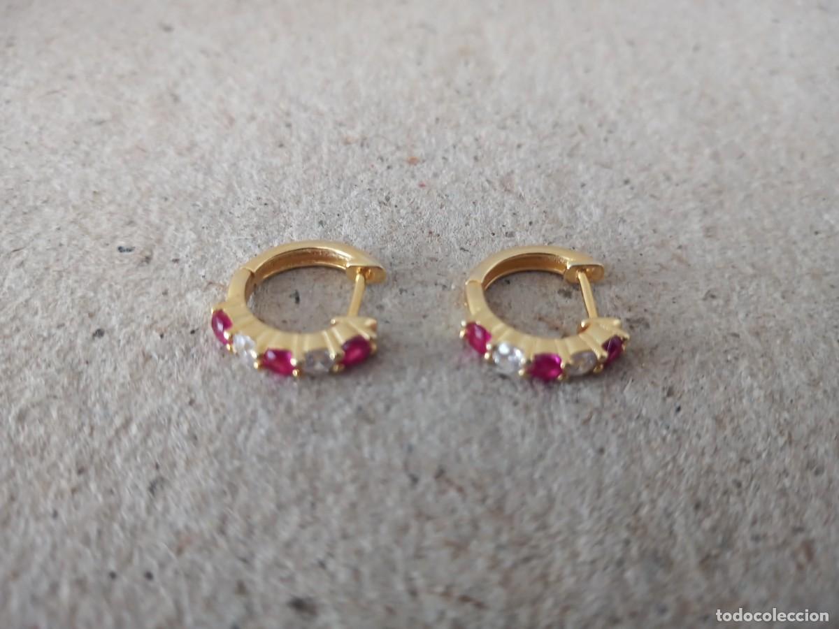 Schmuck: BONITOS PENDIENTES PLATA DORADA 925 Y PIEDRAS