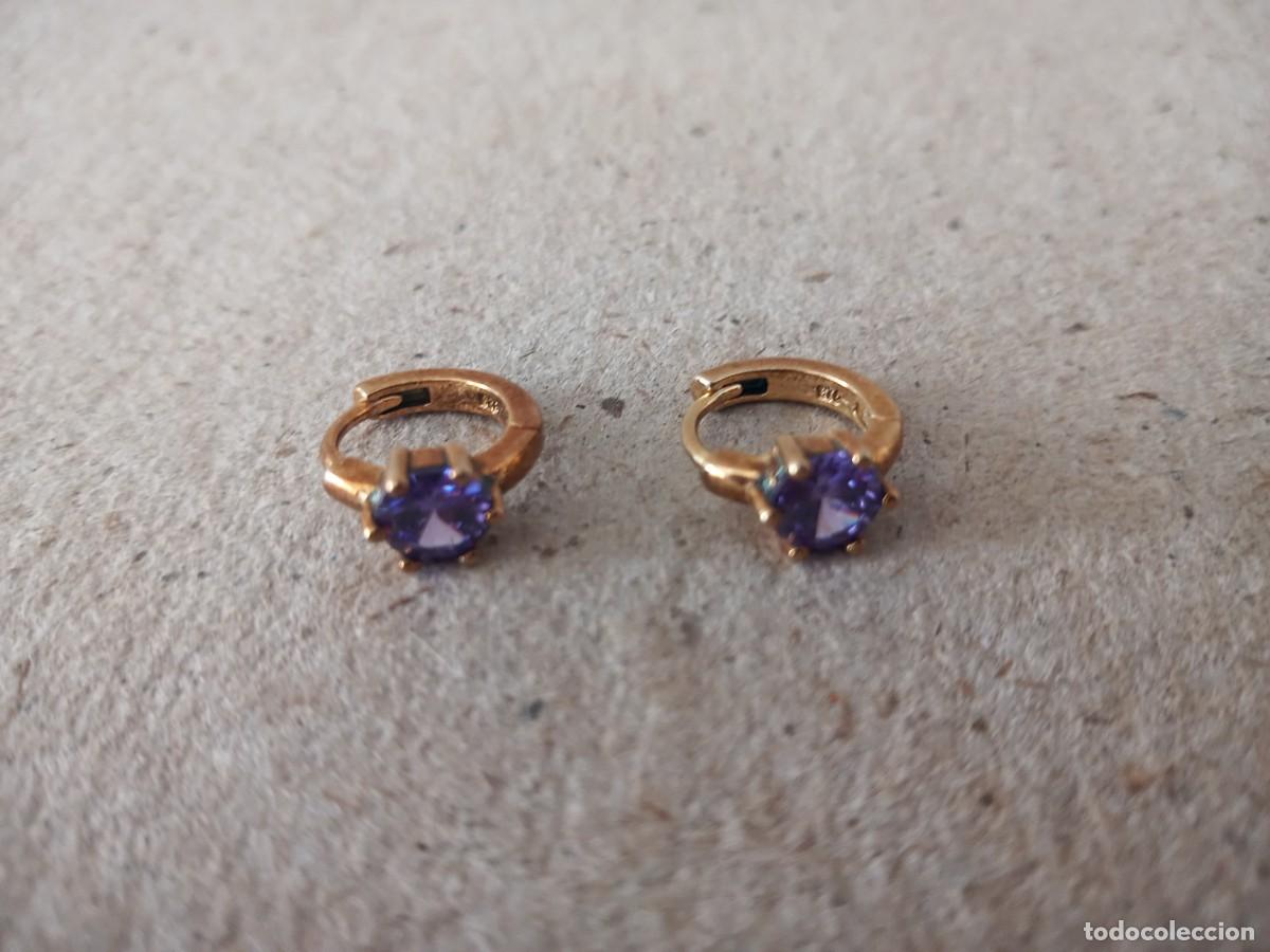 Schmuck: BONITOS PENDIENTES PLATA DORADA 925 Y PIEDRAS