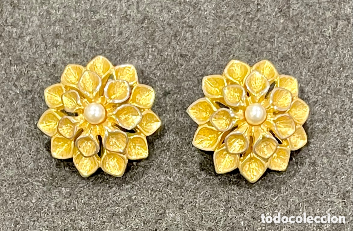 Joyeria: Preciosos pendientes Chapados en oro y perla central. - Foto 1