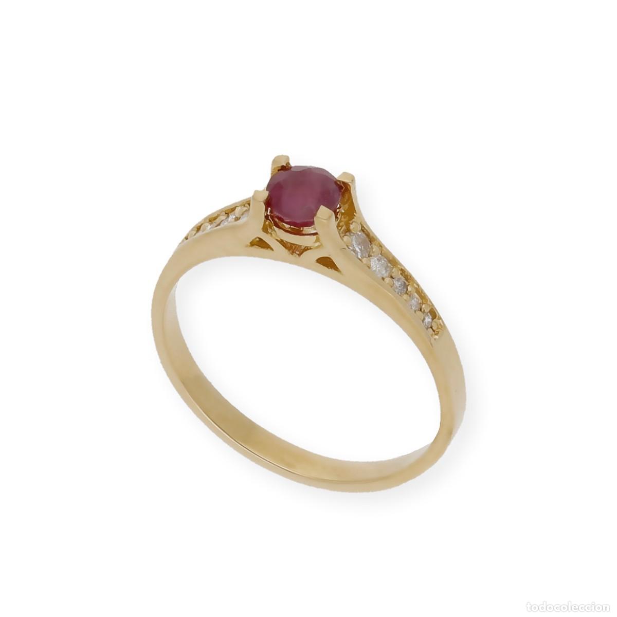 Joyeria: Anillo Oro 18K con Diamantes y Rub&iacute; - Foto 3