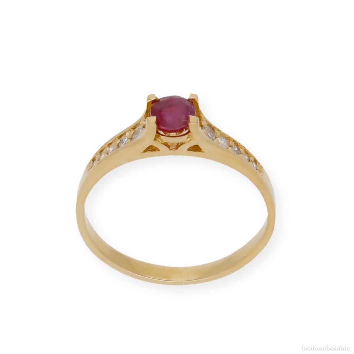 Joyeria: Anillo Oro 18K con Diamantes y Rub&iacute; - Foto 4