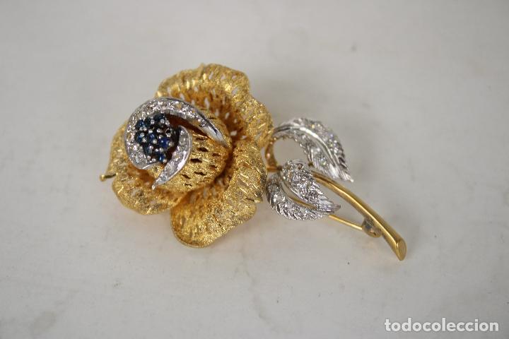 Joyeria: broche flor rosa plata de ley - Foto 1