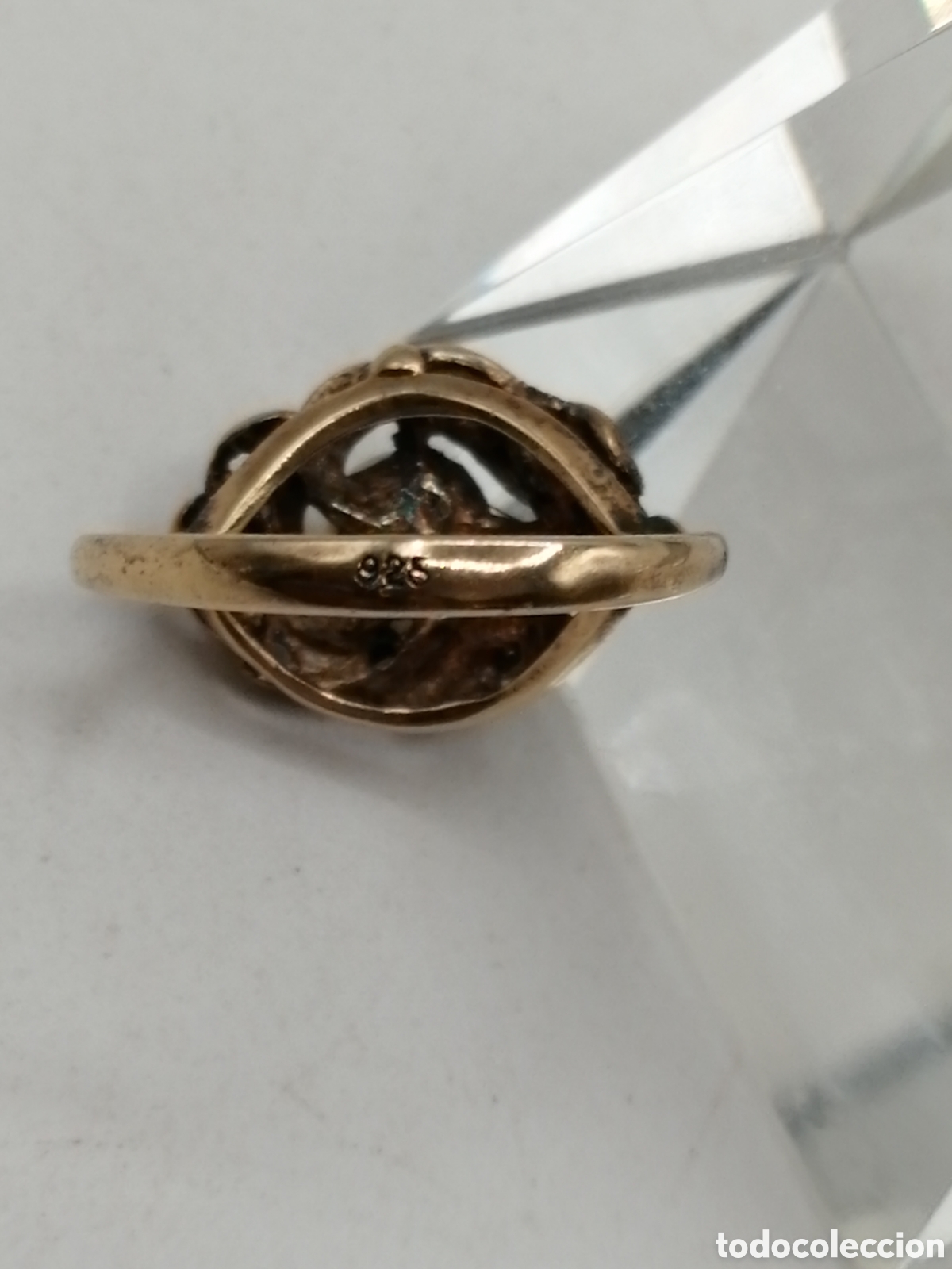Joyeria: Antiguo anillo plata chapada oro perla y circonitas - Foto 8