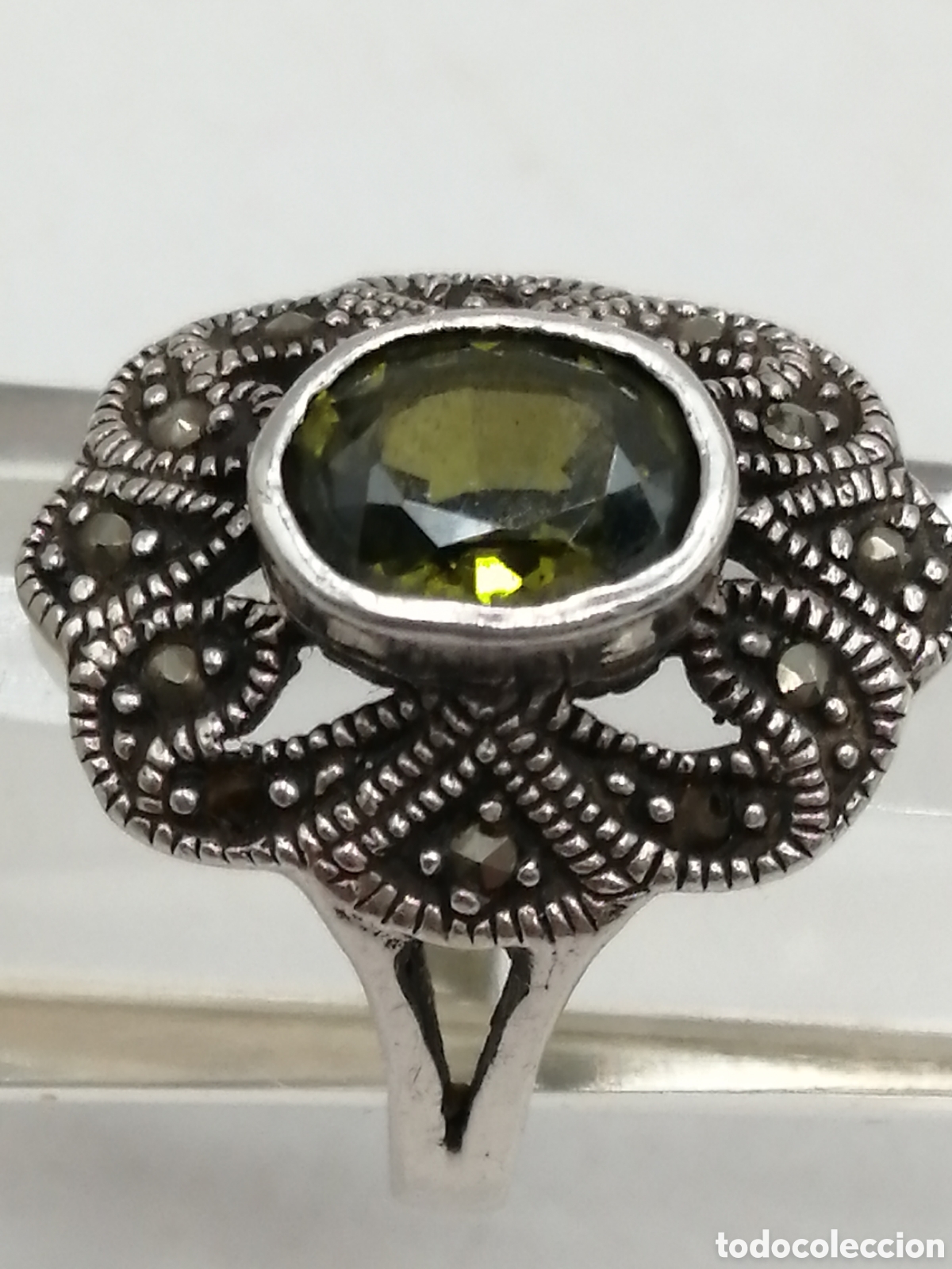 Joyeria: Anillo plata de ley Olivina y marquesitas - Foto 2