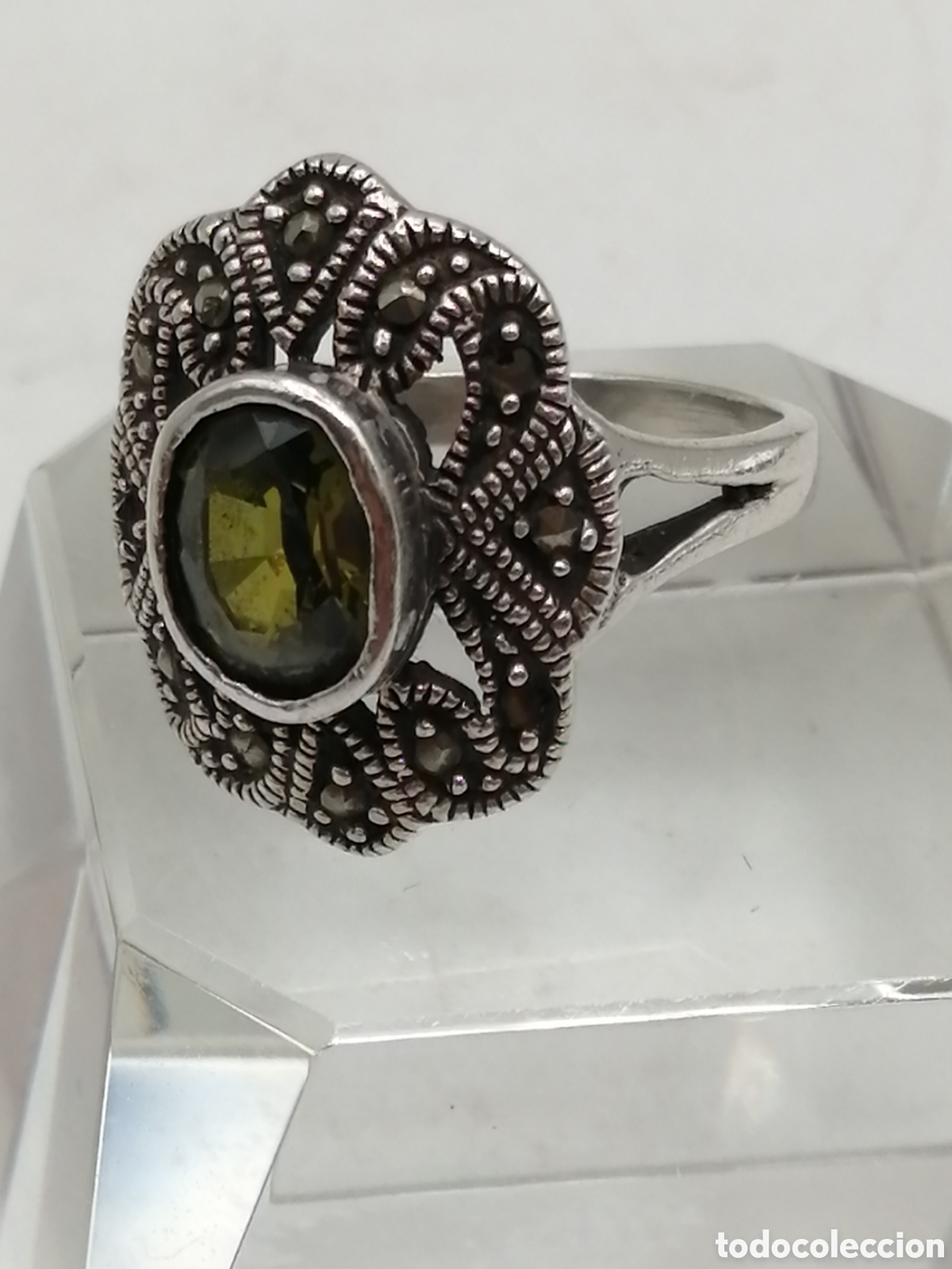 Joyeria: Anillo plata de ley Olivina y marquesitas - Foto 3