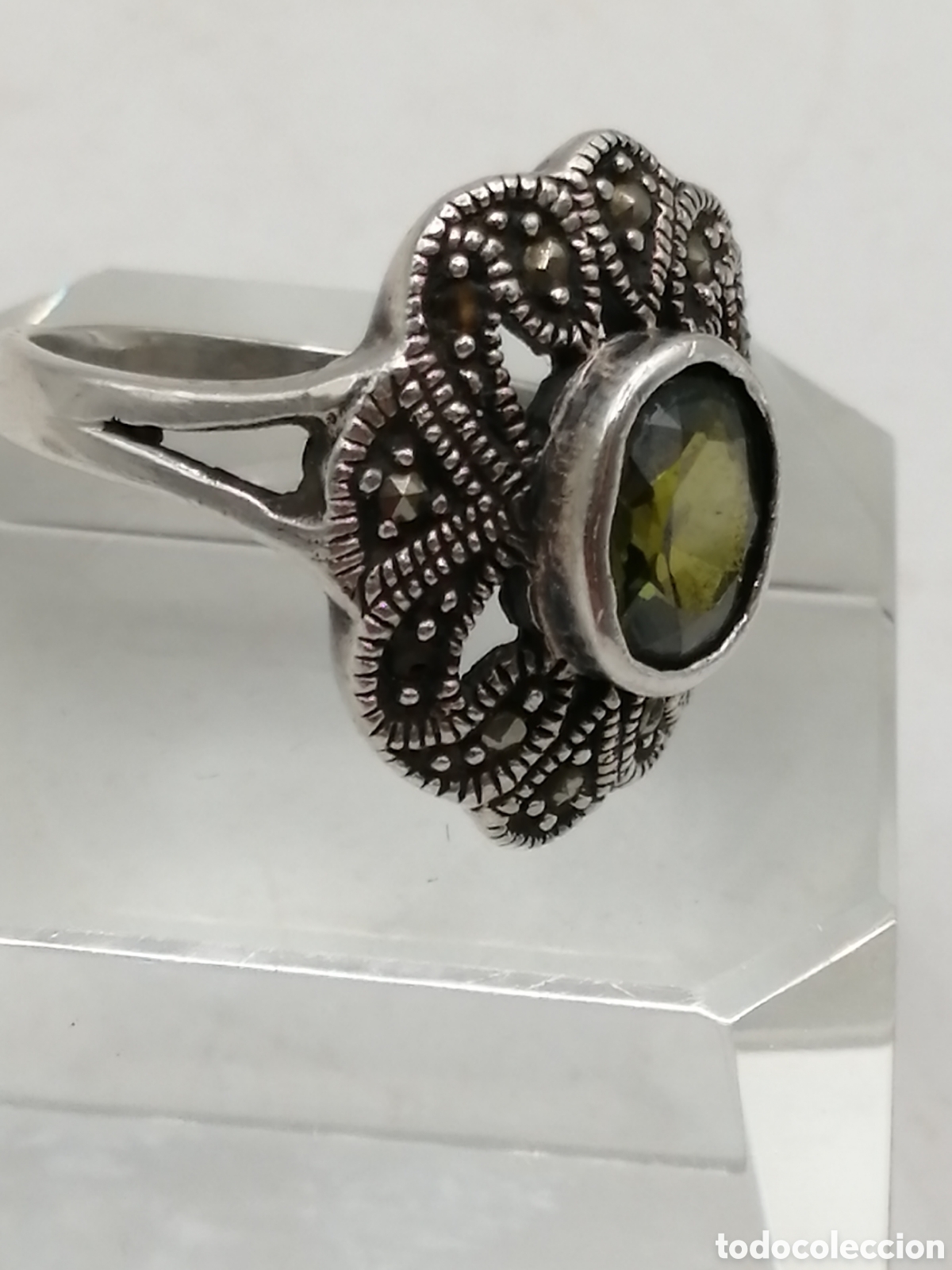 Joyeria: Anillo plata de ley Olivina y marquesitas - Foto 4