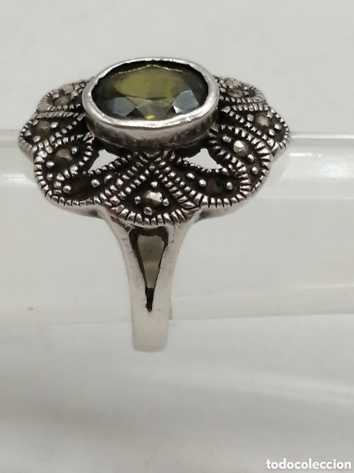 Joyeria: Anillo plata de ley Olivina y marquesitas - Foto 1