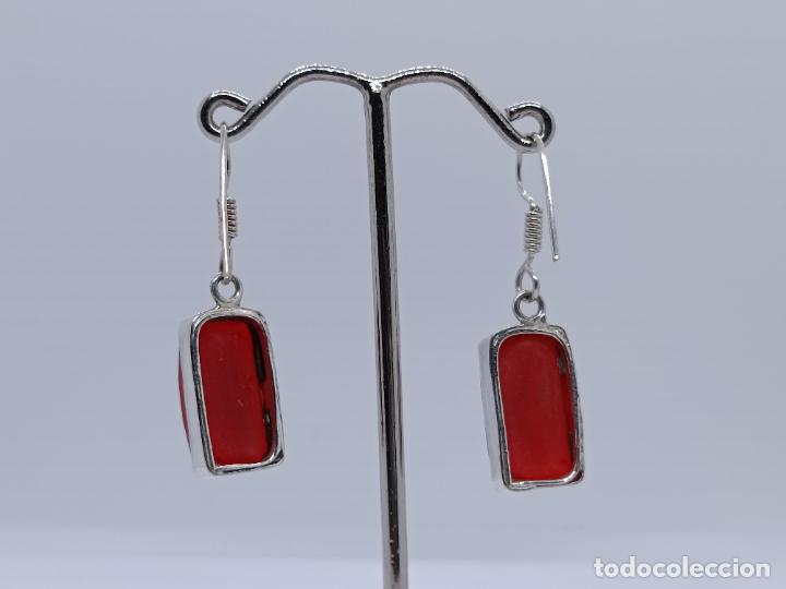 Joyeria: Preciosos pendientes antiguos en plata de ley contrastada con cornalinas. - Foto 4