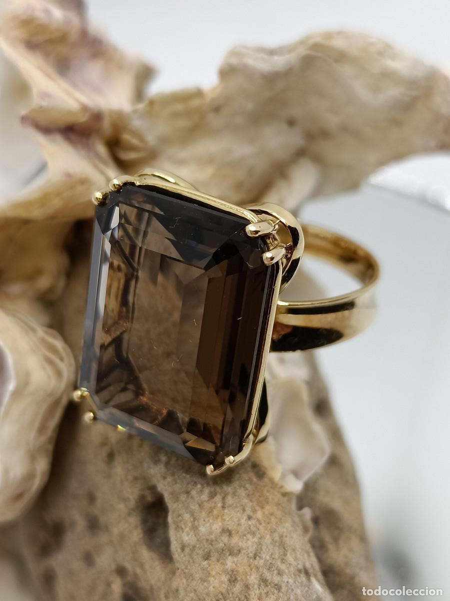Joyeria: Sortija Topacio Fume. Oro de Ley 18K. - Foto 4