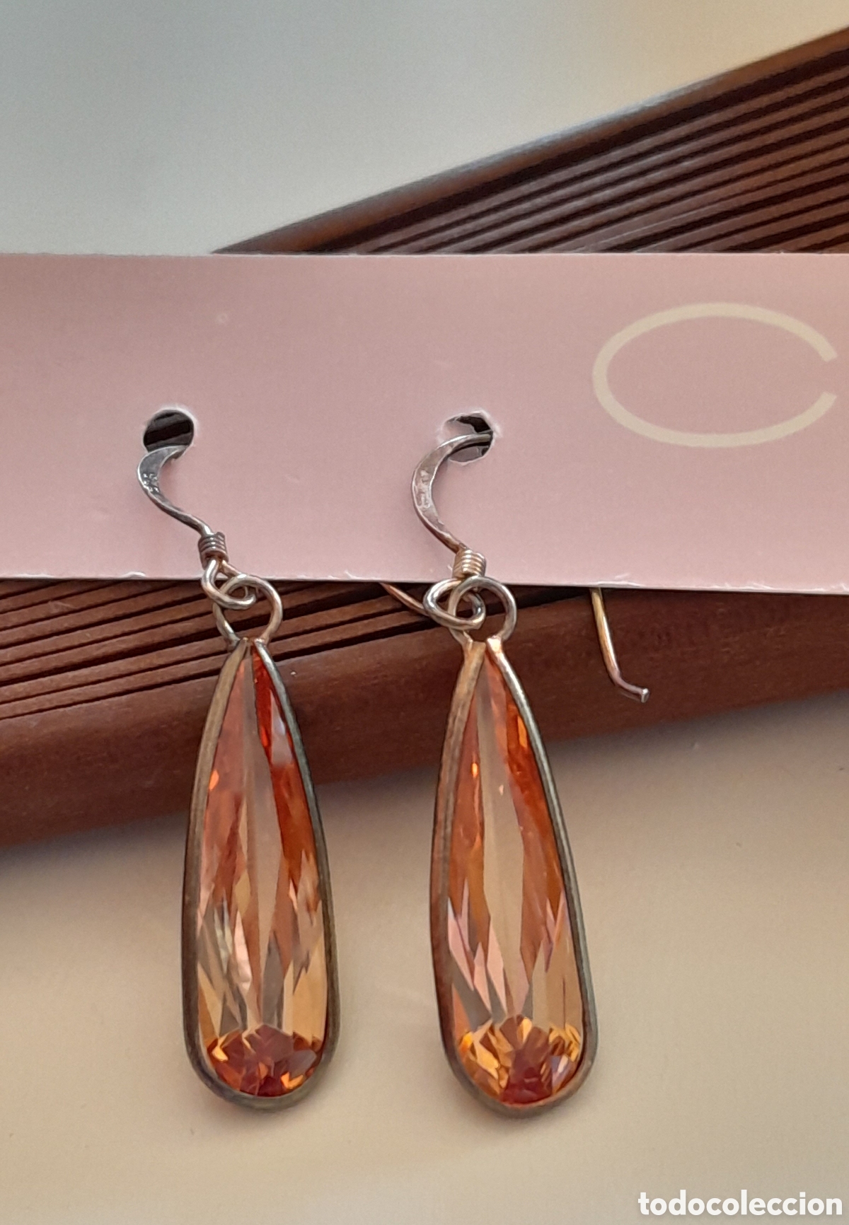 Joyeria: Pendientes de plata de ley con l&aacute;grima de cristal - Foto 4