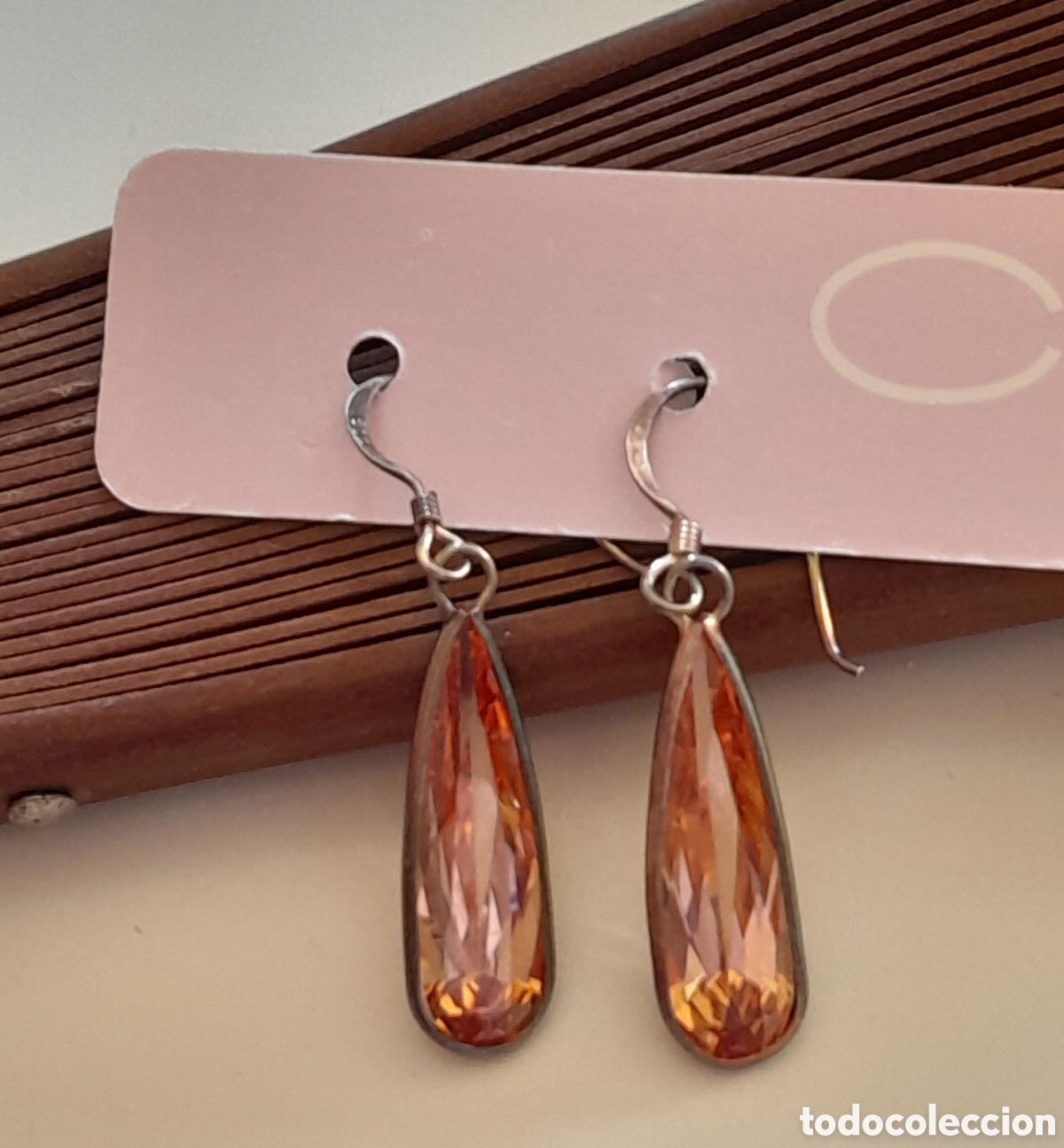 Joyeria: Pendientes de plata de ley con l&aacute;grima de cristal - Foto 1