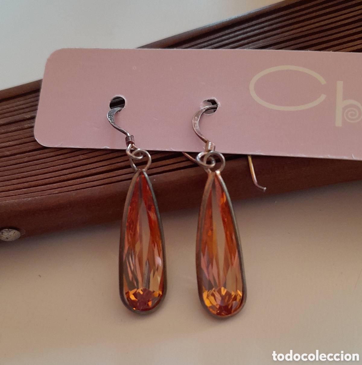 Joyeria: Pendientes de plata de ley con l&aacute;grima de cristal - Foto 3