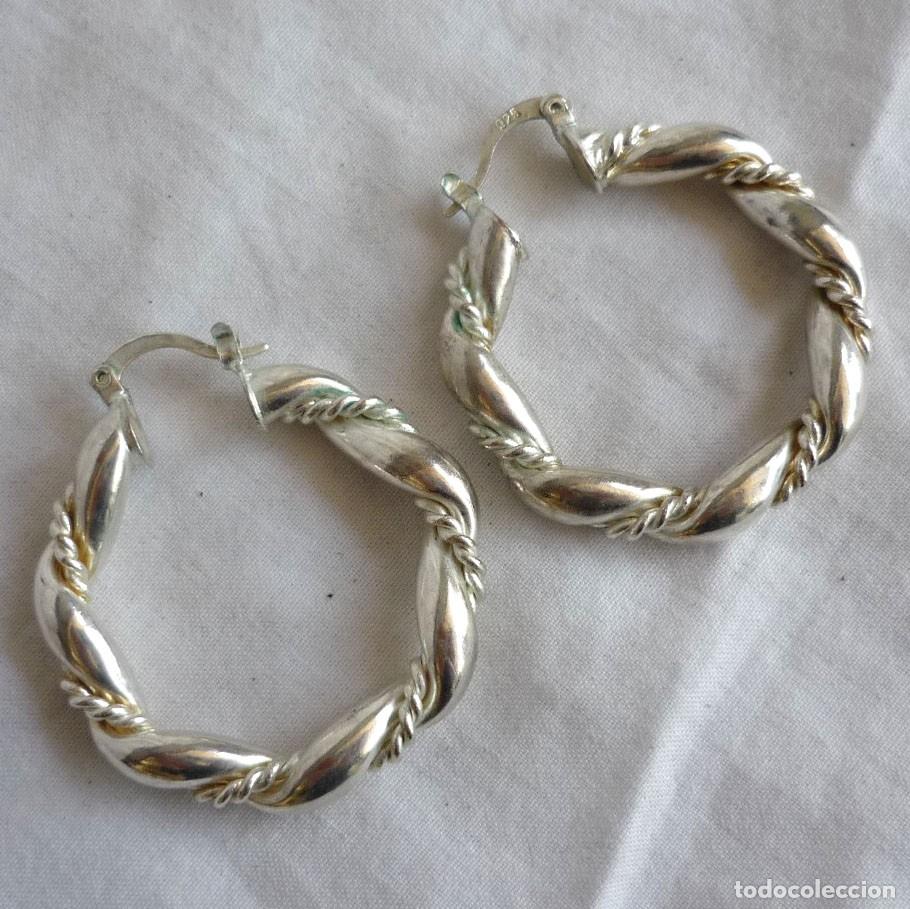 Joyeria: Pendientes aros decorados en plata 925 - Foto 1