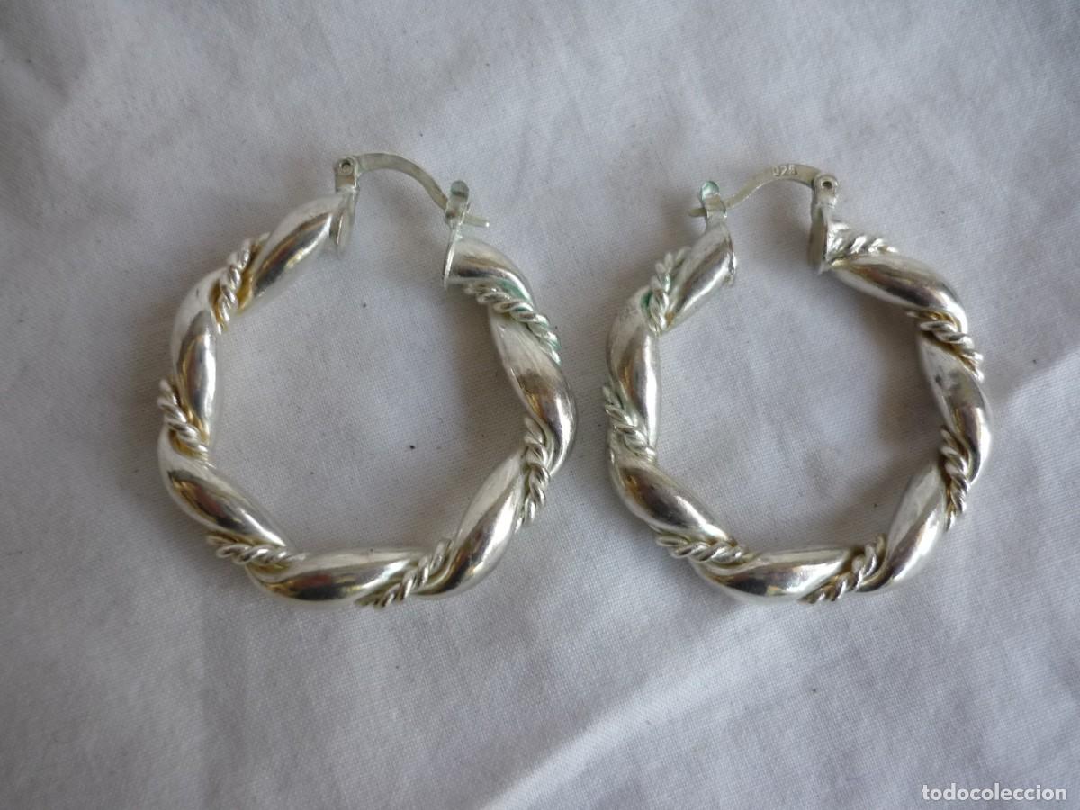 Joyeria: Pendientes aros decorados en plata 925 - Foto 2