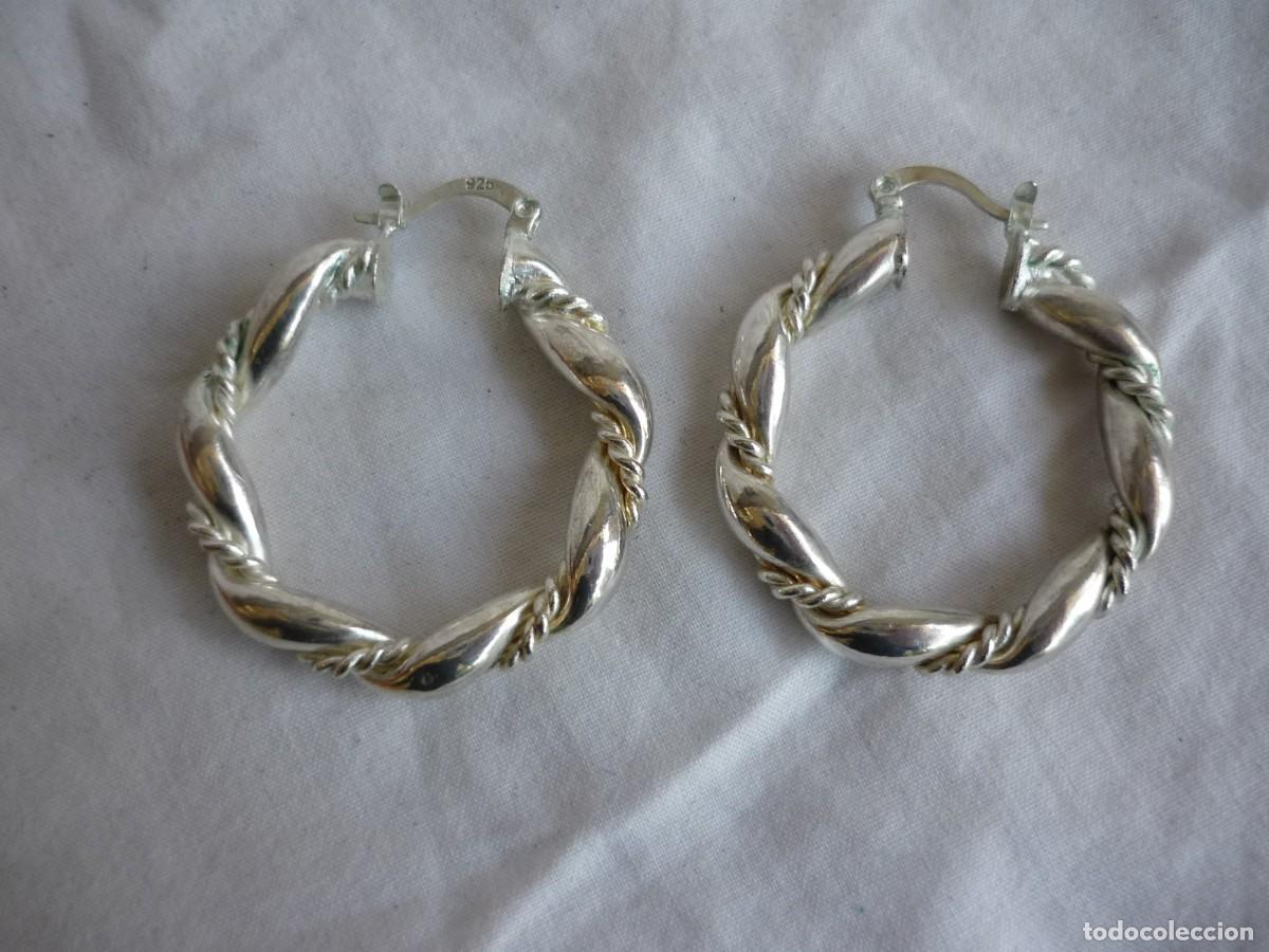 Joyeria: Pendientes aros decorados en plata 925 - Foto 3