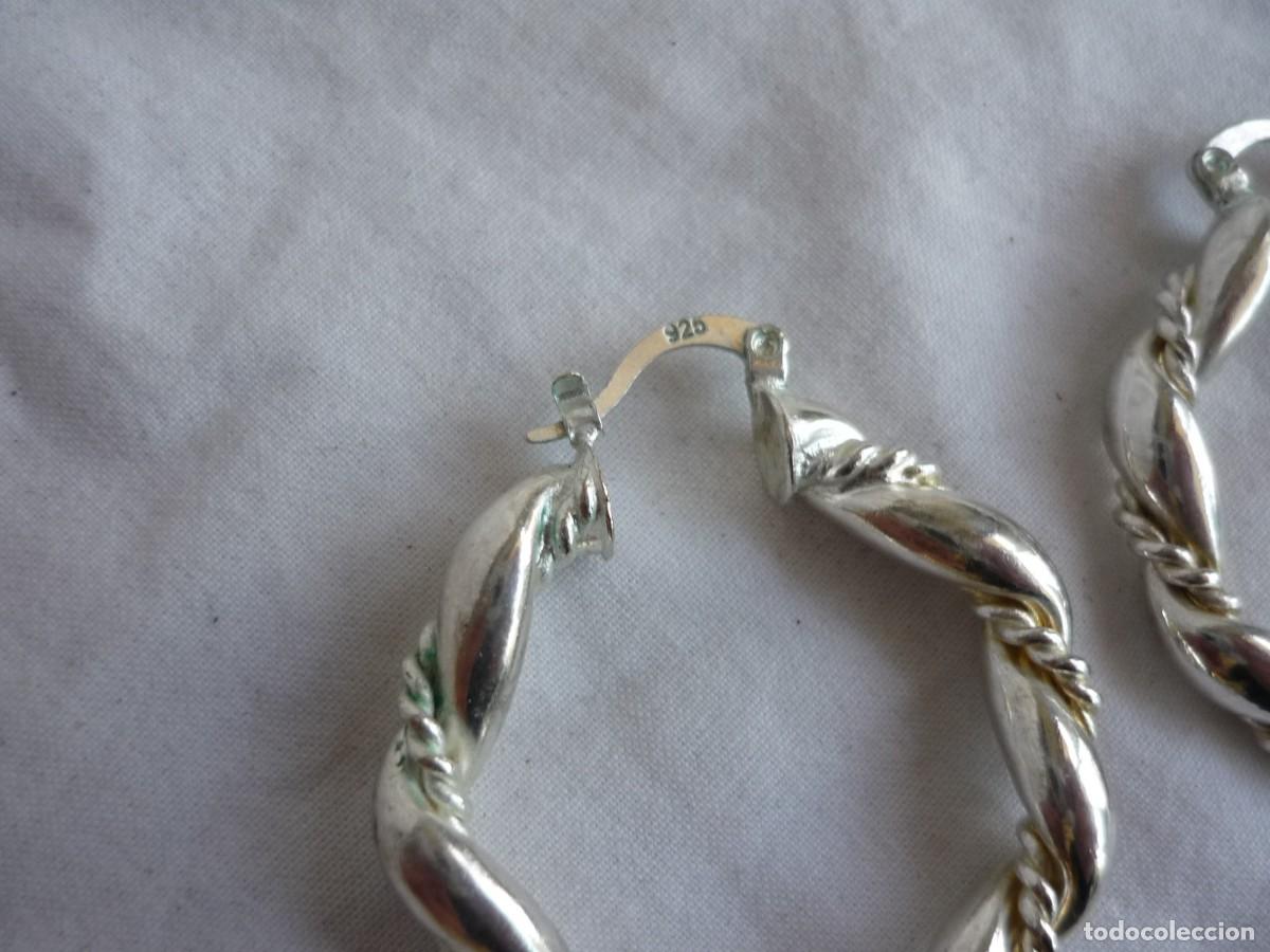 Joyeria: Pendientes aros decorados en plata 925 - Foto 4