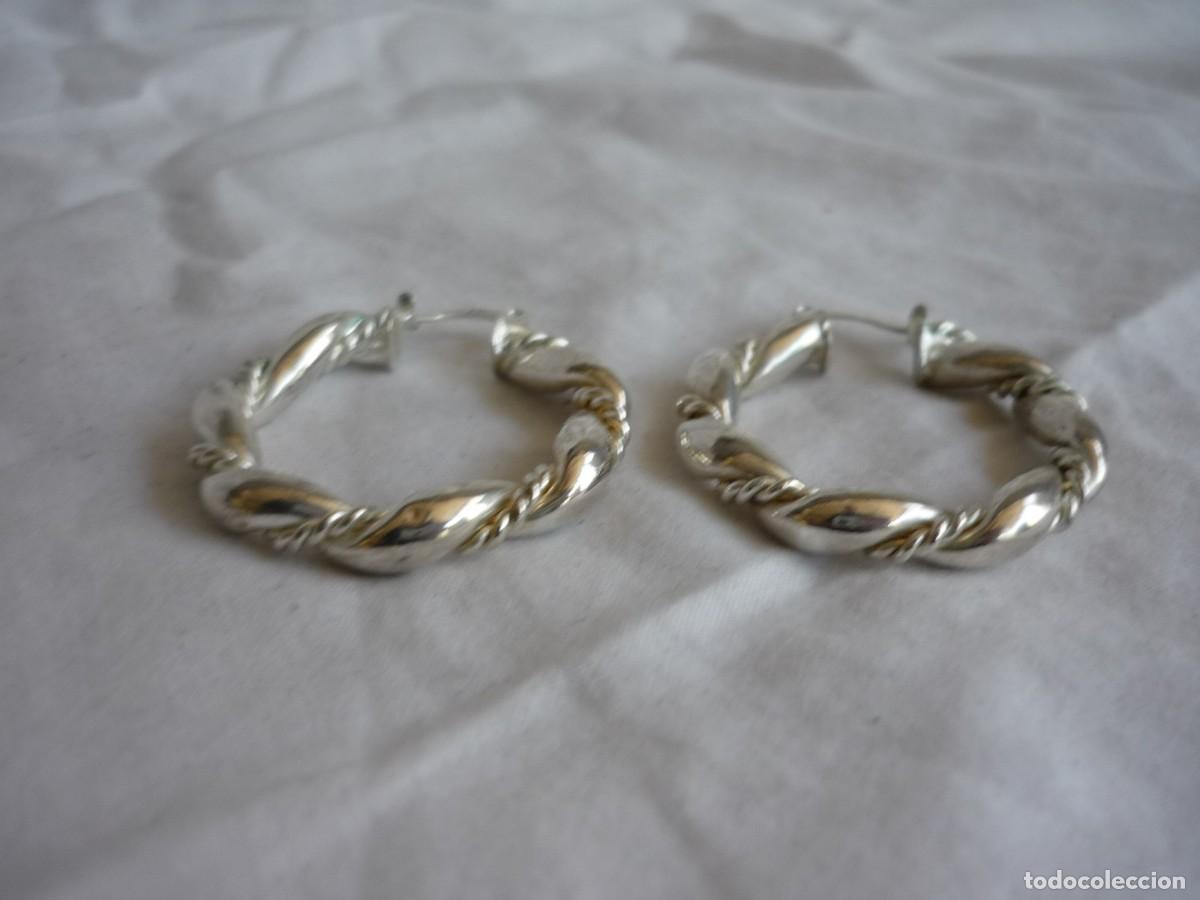 Joyeria: Pendientes aros decorados en plata 925 - Foto 5