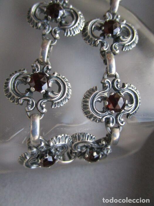 Joyeria: PULSERA DE PLATA DE 925 ML Y 7 GRANATES GRANDES - Foto 2
