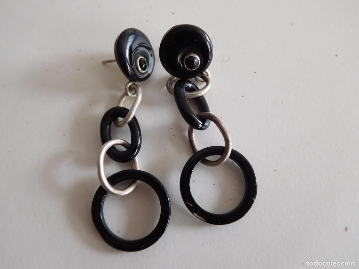 Joyeria: Pendientes vintage de plata y material a determinar - Foto 1
