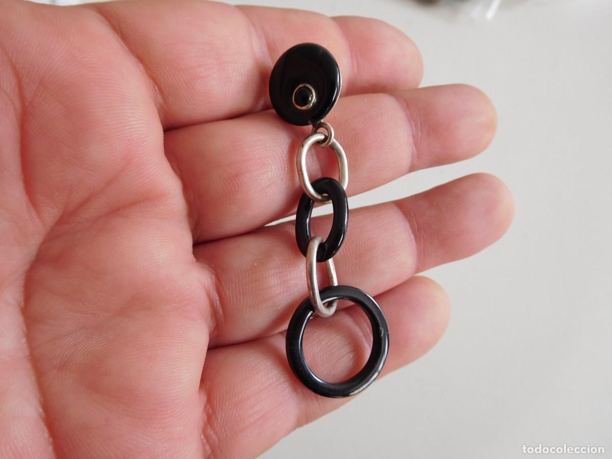 Joyeria: Pendientes vintage de plata y material a determinar - Foto 2