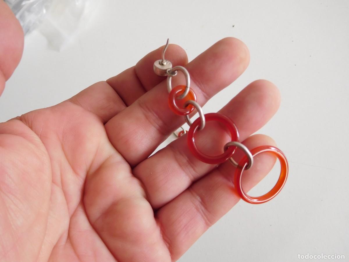 Joyeria: Pendientes vintage de plata y material a determinar - Foto 2