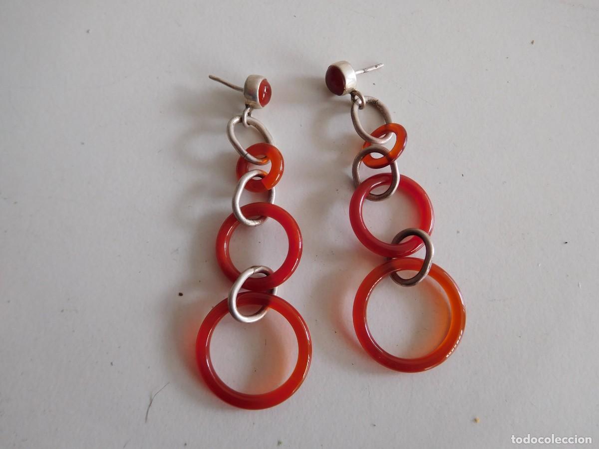 Joyeria: Pendientes vintage de plata y material a determinar - Foto 1
