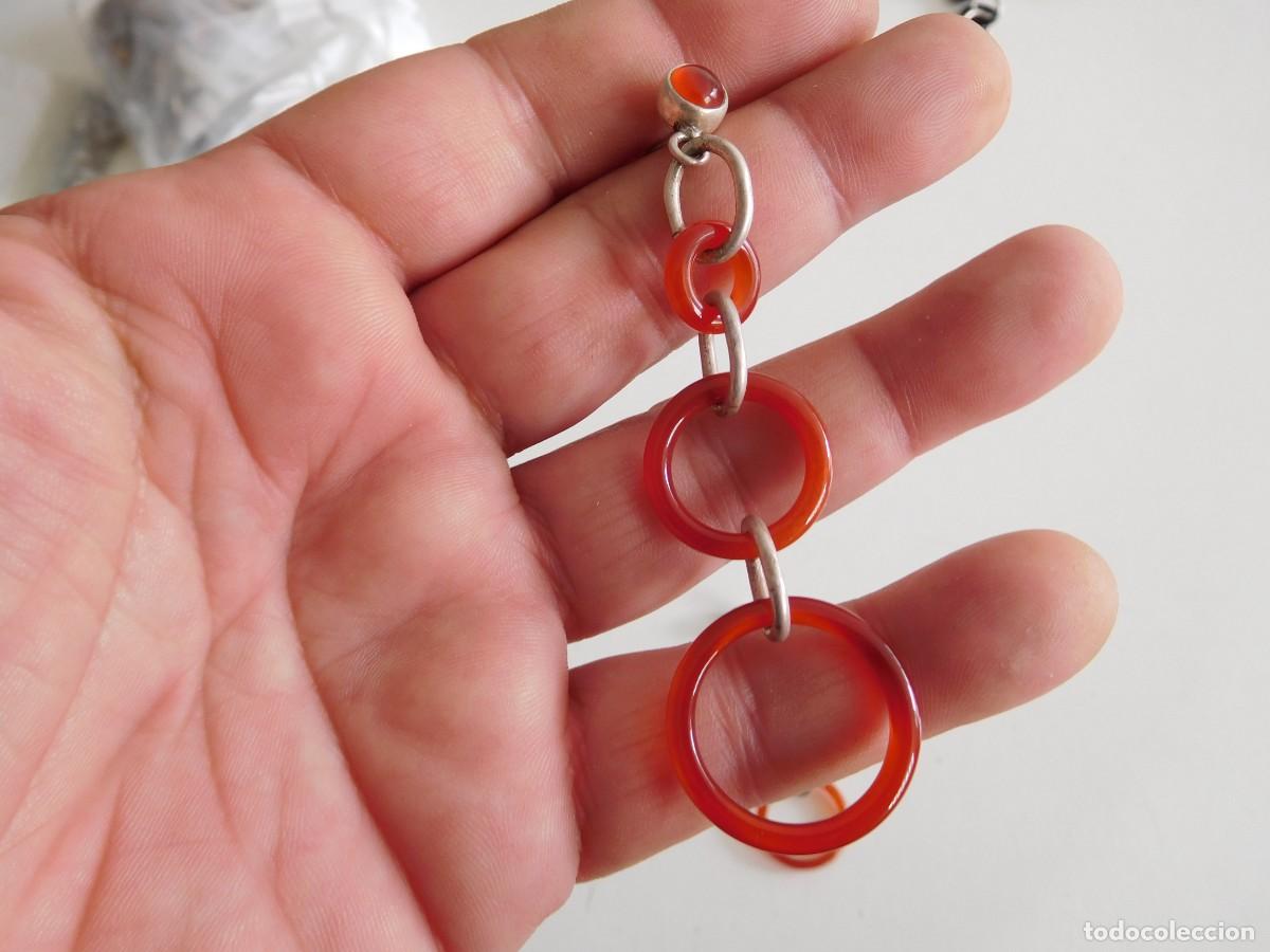 Joyeria: Pendientes vintage de plata y material a determinar - Foto 2