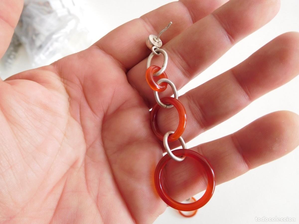 Joyeria: Pendientes vintage de plata y material a determinar - Foto 3