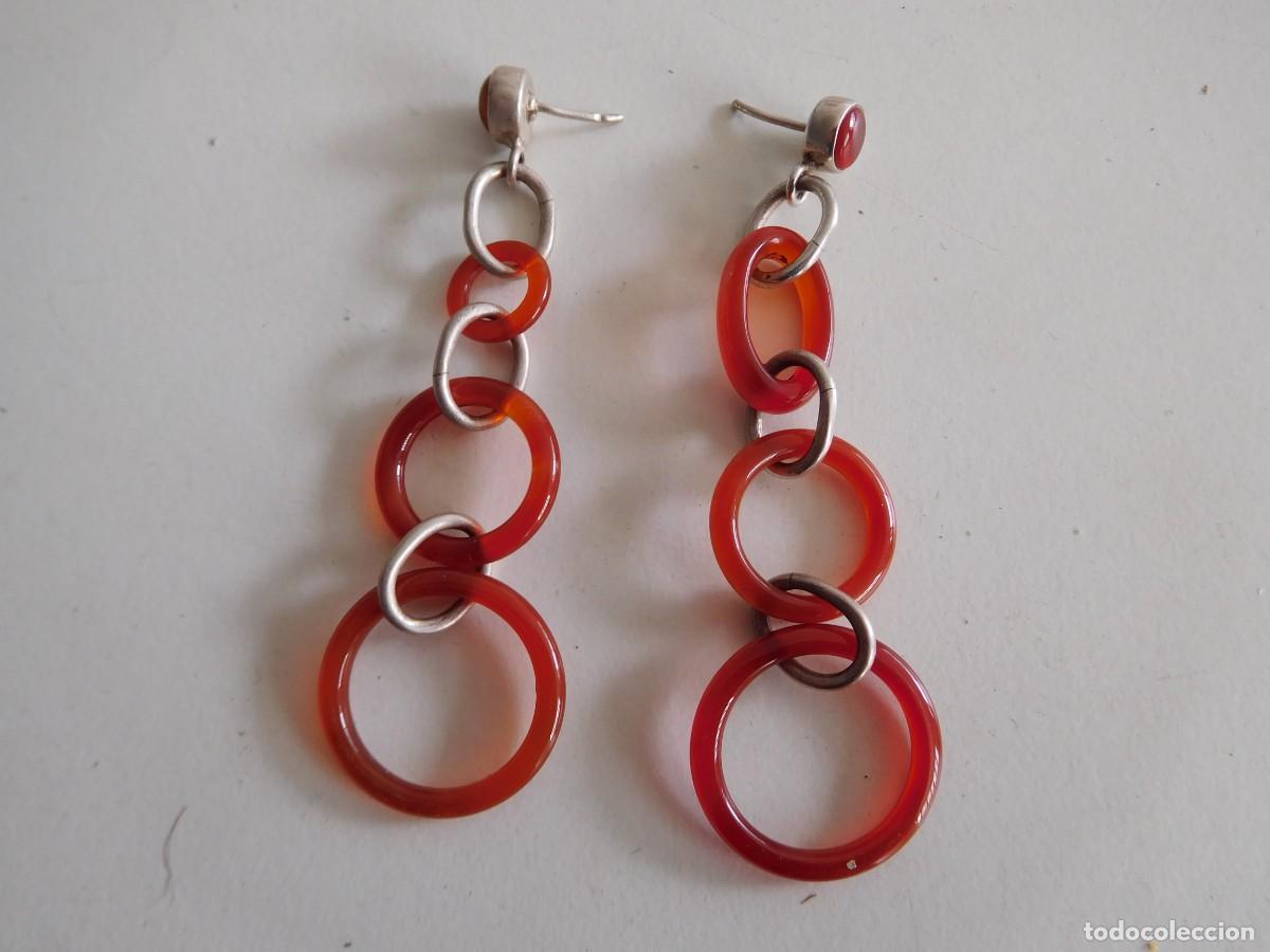 Joyeria: Pendientes vintage de plata y material a determinar - Foto 1