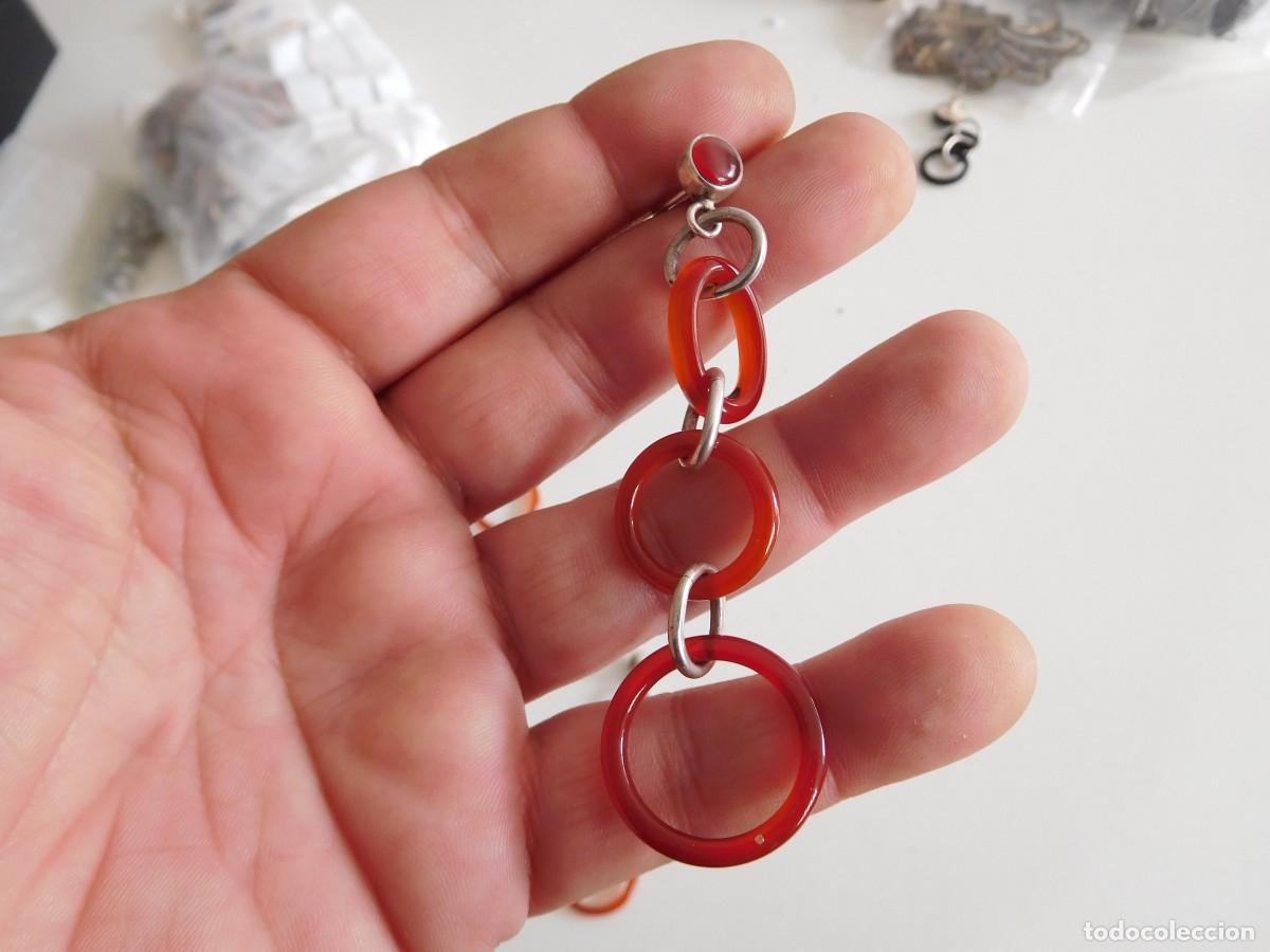 Joyeria: Pendientes vintage de plata y material a determinar - Foto 2