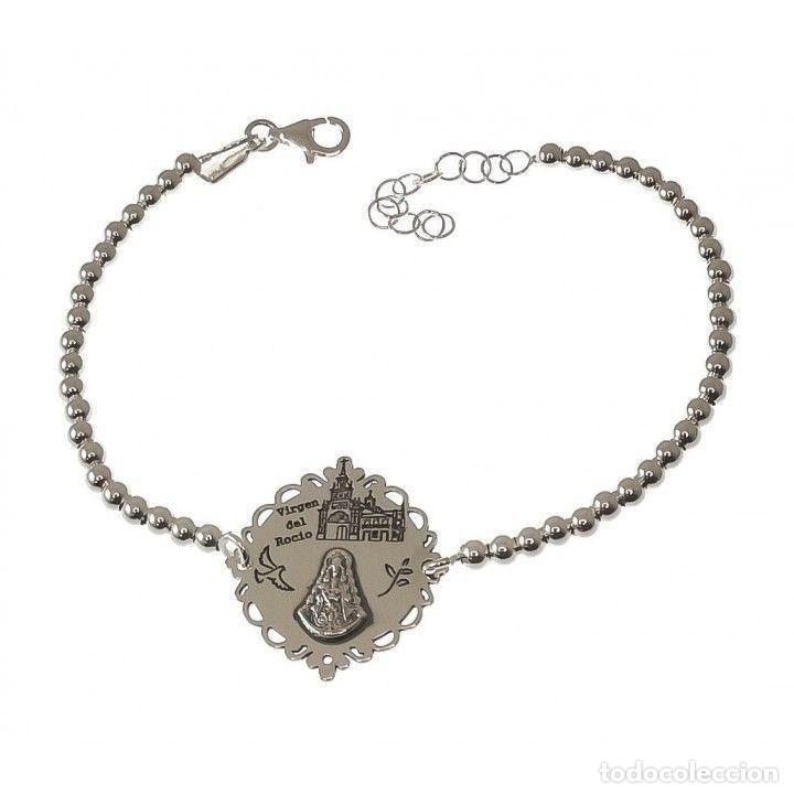 Joyeria: Pulsera plata de ley 925 Virgen del Roc&iacute;o con cadena bolas - Foto 2