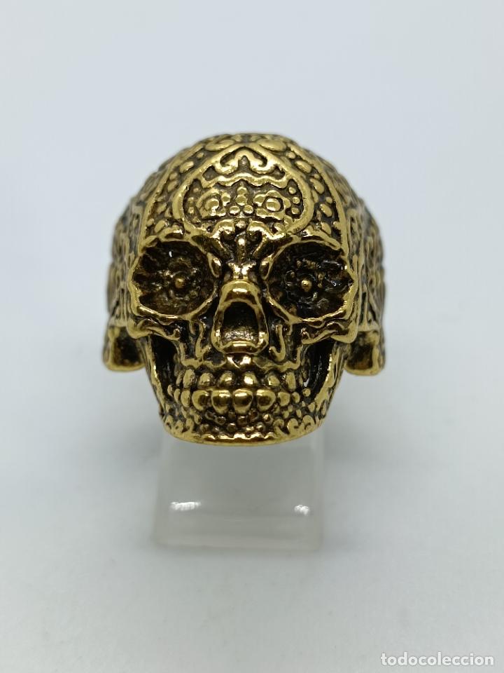 Joyeria: 0riginal anillo con forma de calavera y p&aacute;tina de bronce. - Foto 5