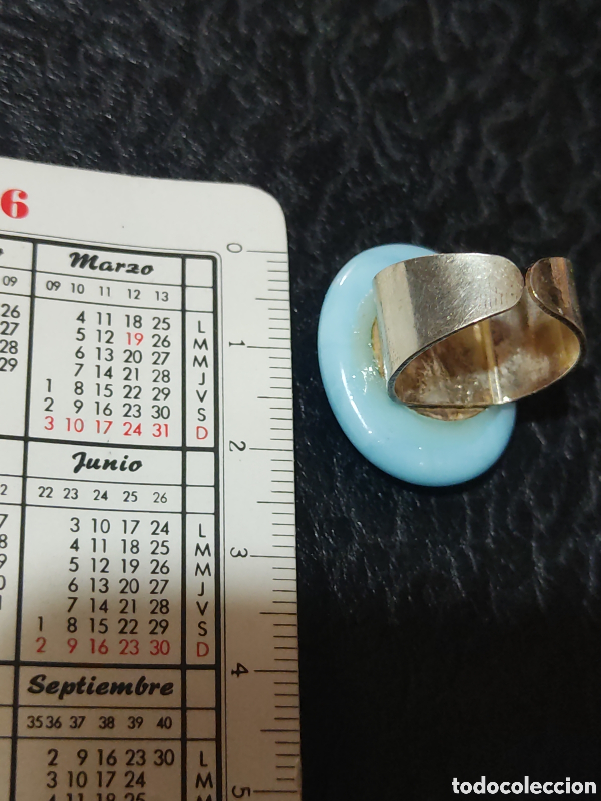 Joyeria: Anillo de opalina azul a&ntilde;os 80.Ajustable. - Foto 3