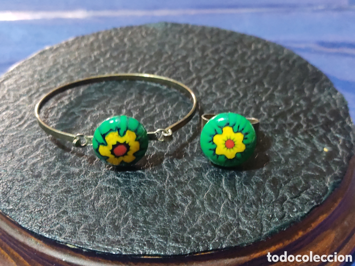 Joyeria: Juego de pulsera y anillo de opalina, a&ntilde;os 80. - Foto 1