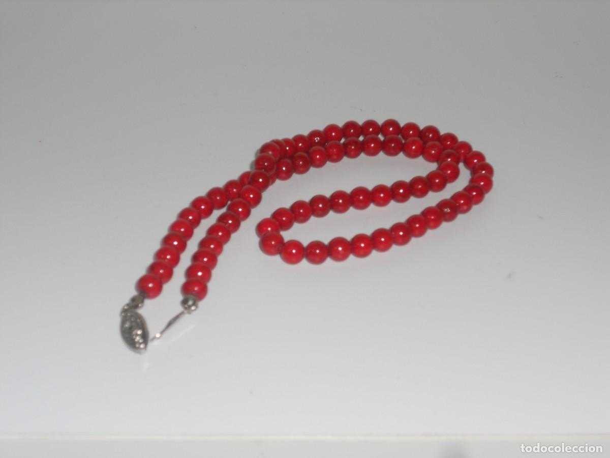 Joyeria: ANTIGUO COLLAR DE PERLAS DE CORAL ROJO - Foto 4