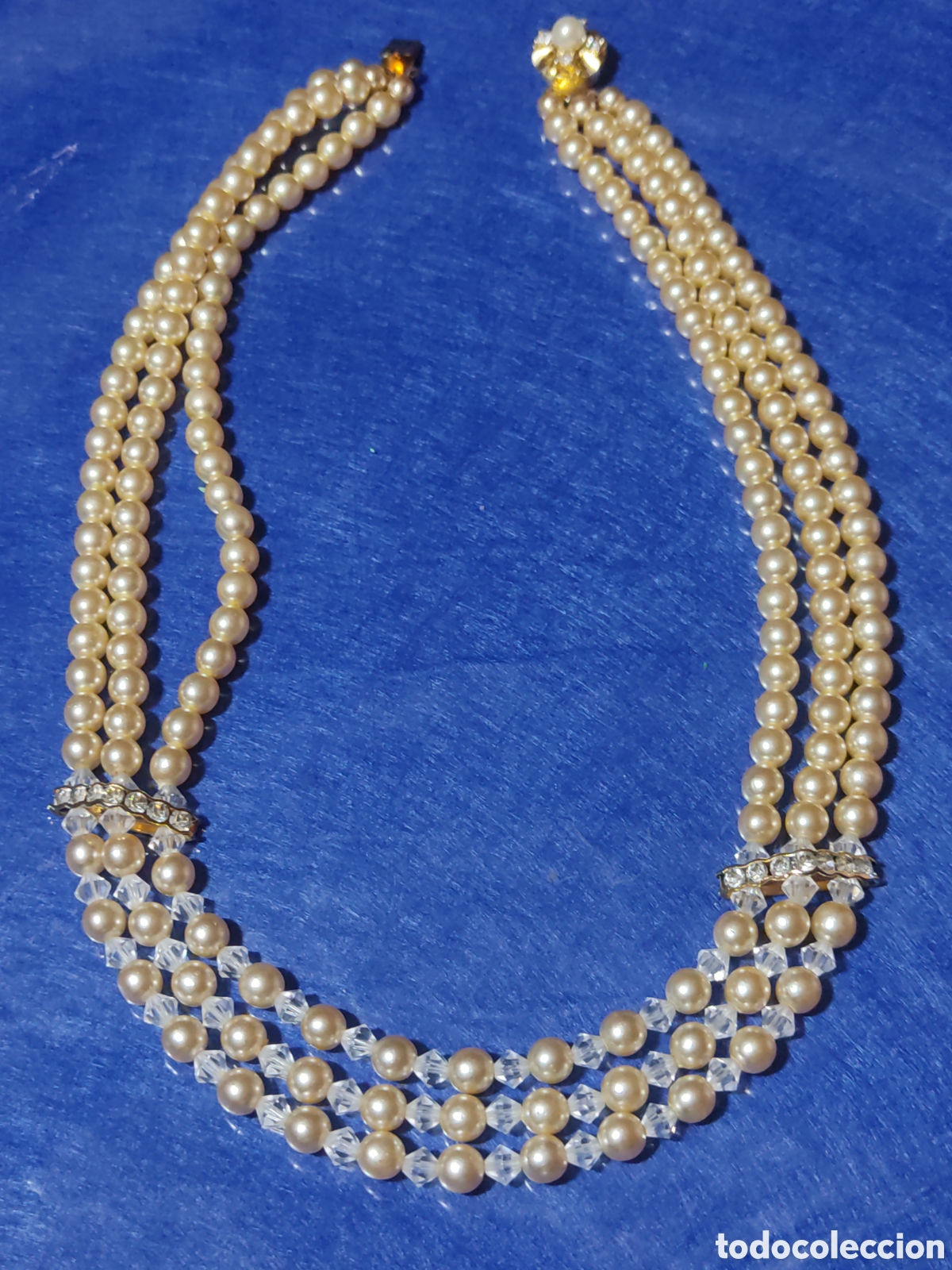 Joyeria: Collar de perlas 3 hilos, vintage. - Foto 1