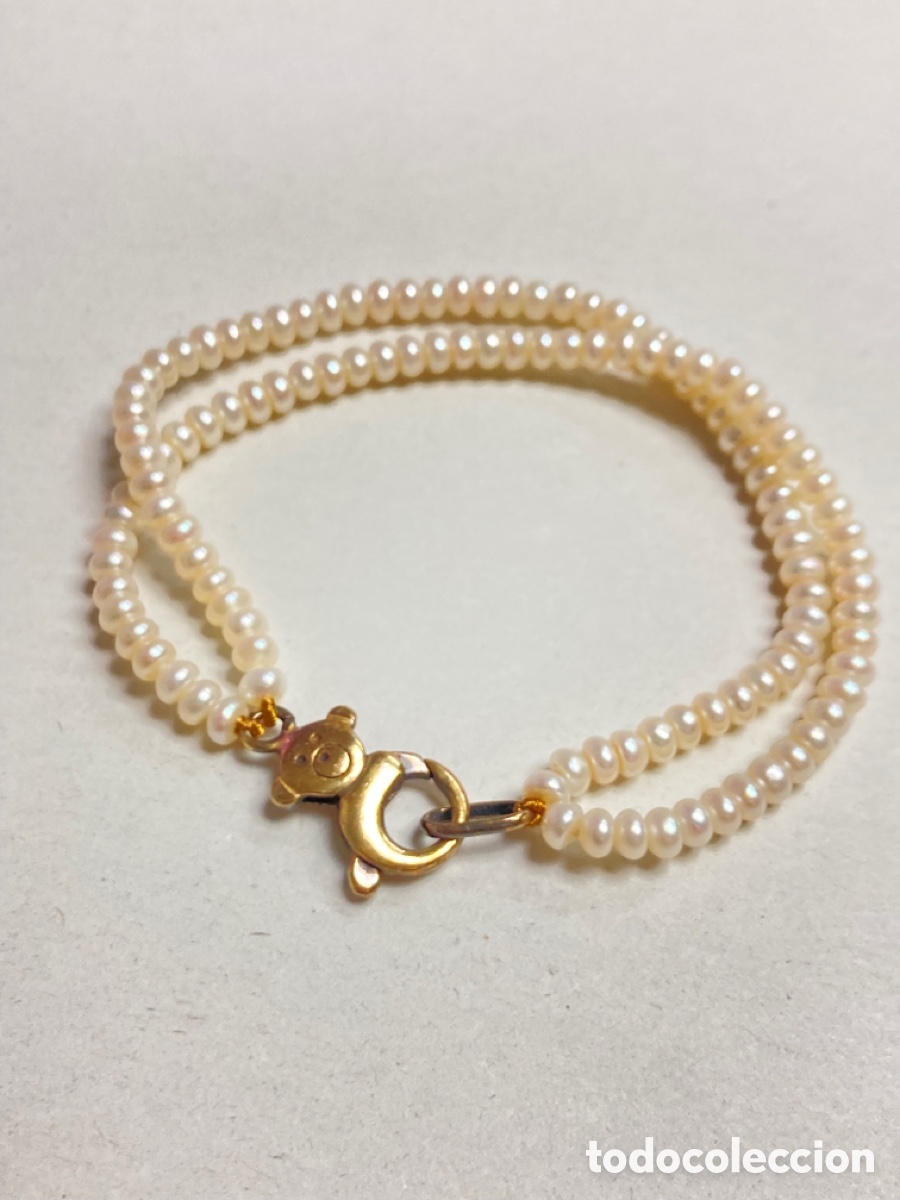 Joyeria: Pulsera de perlas con cierre de plata chapada oro /PUL 01 - Foto 1