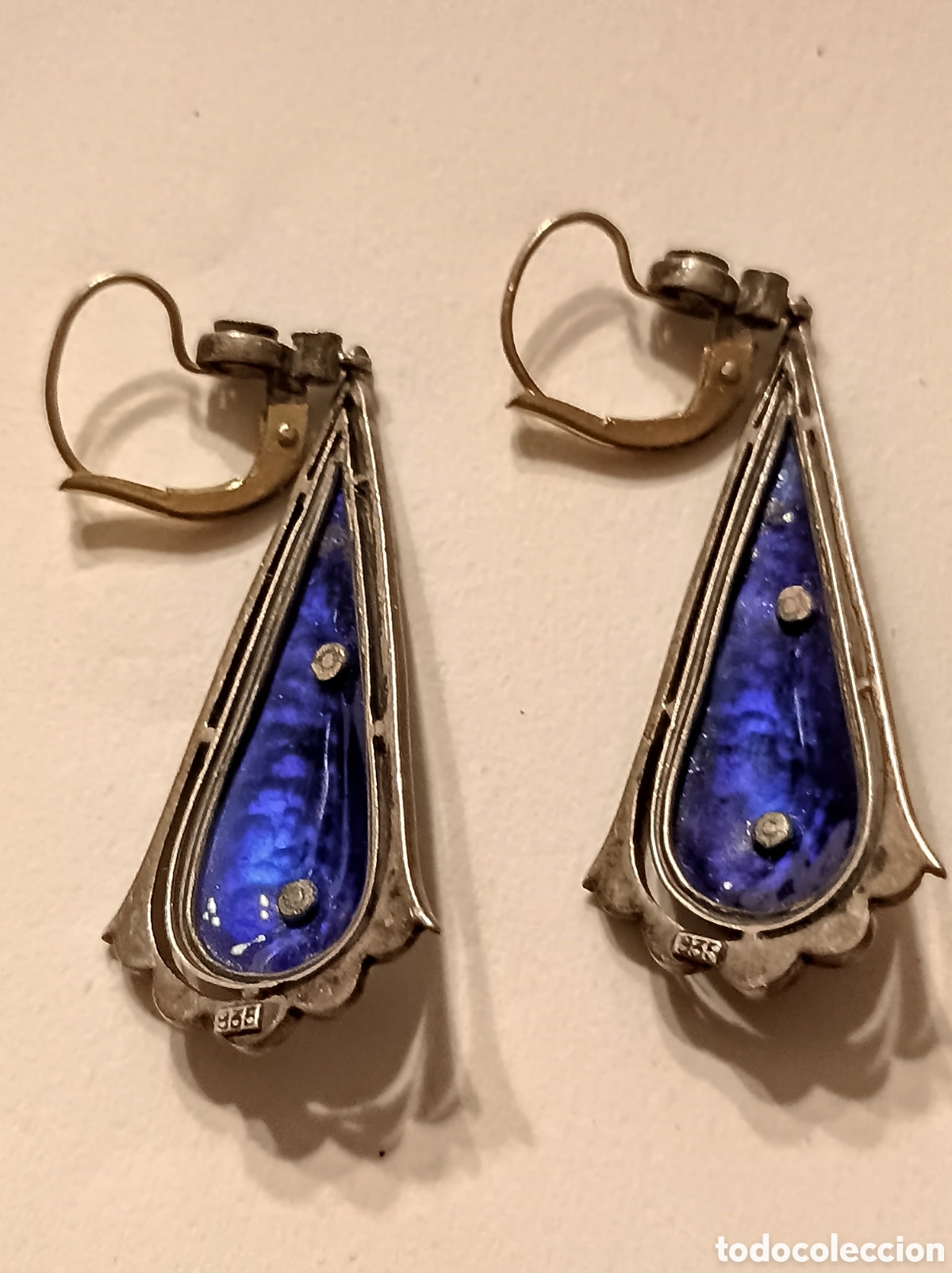 Joyeria: Pareja de Pendientes en Plata,oro y esmaltes - Foto 4