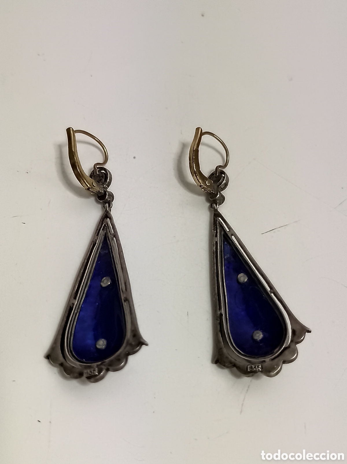 Joyeria: Pareja de Pendientes en Plata,oro y esmaltes - Foto 3