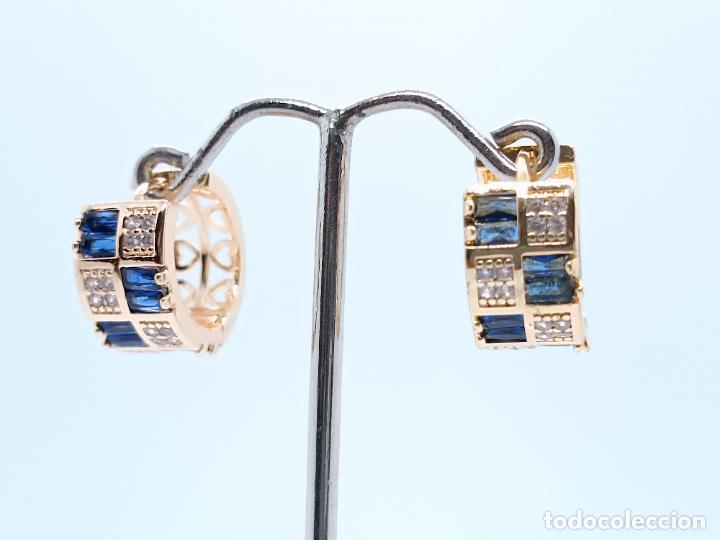 Joyeria: Pendientes en oro de 14k en forma de aro con zafiros creados - Foto 2