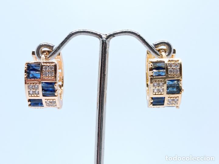 Joyeria: Pendientes en oro de 14k en forma de aro con zafiros creados - Foto 3